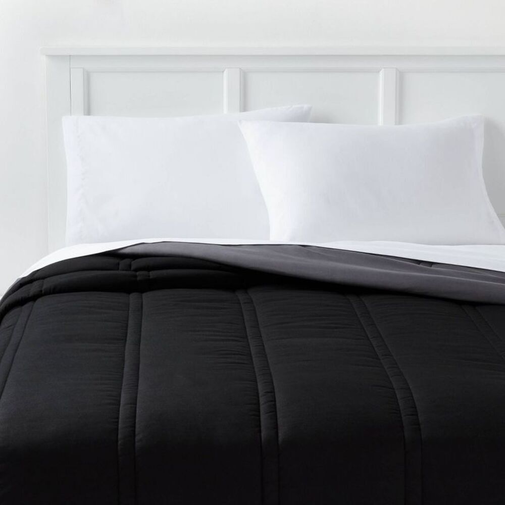 Room Essentials - King Lofty Microfiber Comforter Black - Room Essen Black